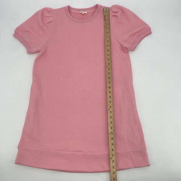 Jodifl Women’s Size M Pink Textured Dress Pockets Short Sleeve Preppy - Picture 4 of 11